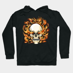 Skull Burning in Hell Fire Tattoo Hoodie